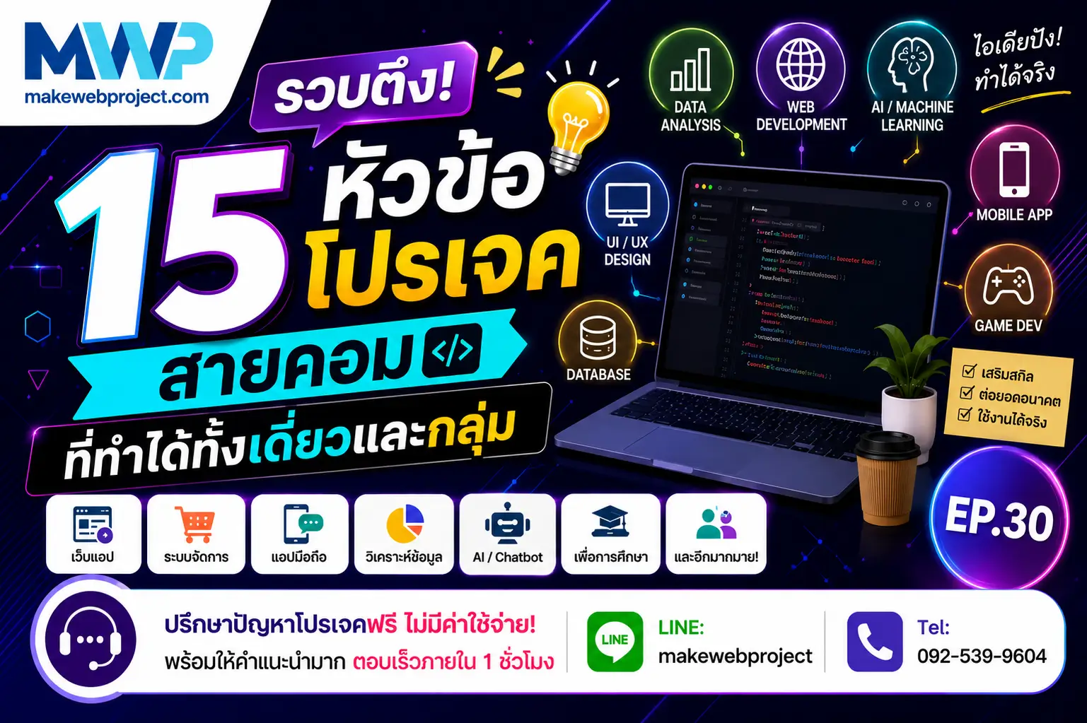 รวบตึง! 15 หัวข้อโปรเจคสายคอมที่ทำได้ทั้งเดี่ยวและกลุ่ม EP.30