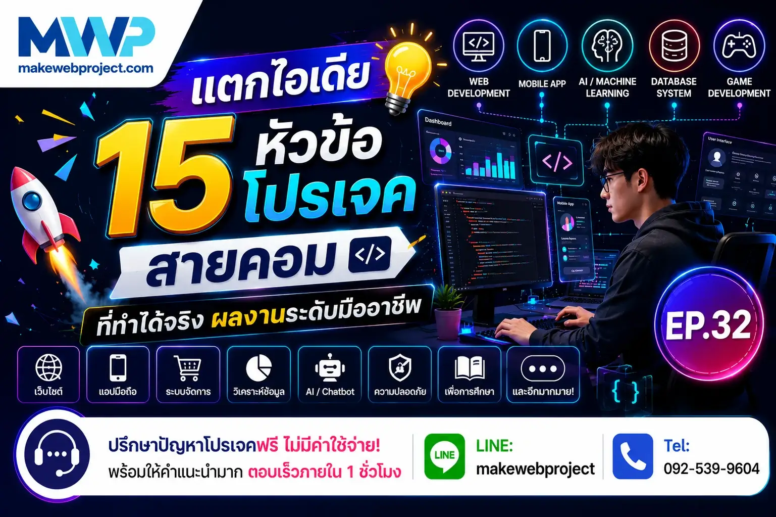 แตกไอเดีย 15 หัวข้อโปรเจคสายคอมที่ทำได้จริง ผลงานระดับมืออาชีพ EP 32