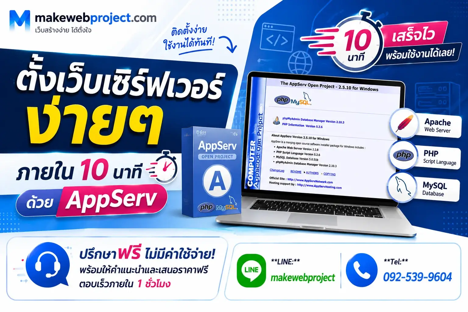 ตั้งเว็บเซิร์ฟเวอร์ง่ายๆ ภายใน 10 นาที ด้วย Appserv